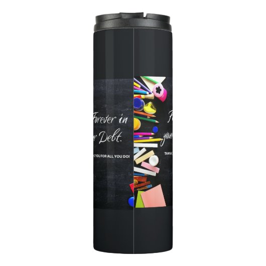 Leraar-waardering voor eeuwig in je schuld thermosbeker (Achterkant)