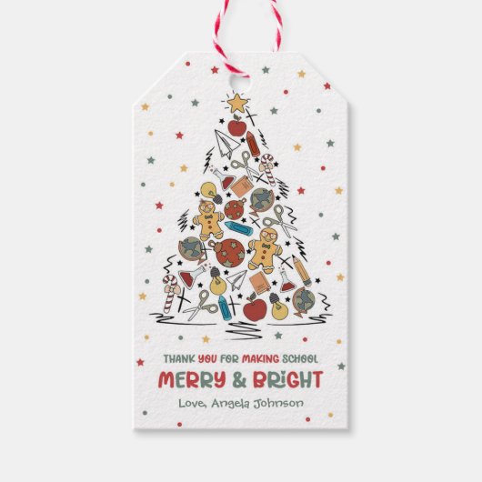 Leraar Waardering Vrolijk en Helder Kerstmis Cadeaulabel (Voorkant)