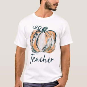 Leraar Waterverf Pompoen Herfst Thanksgiving Hallo T-shirt