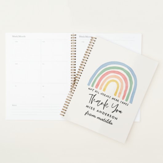 Leraar waterverf regenboog schattig modern planner (Display)