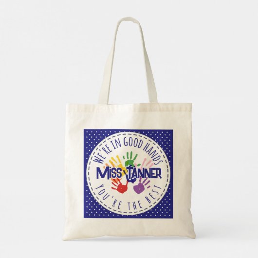 leraar we hebben goede handen met je tote bag (Achterkant)