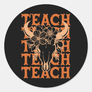 Leraar Western Boho Wilde West Stier Schedel Byck Ronde Sticker