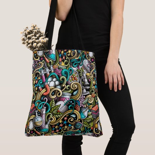 Leraar Wetenschap Print All Over Bag. Naam op acht Tote Bag (Dichtbij)