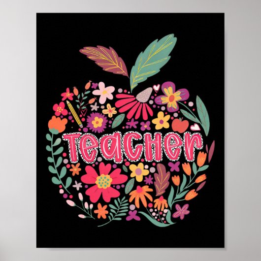 Leraar Wildflower Gelukkig Eerste Dag Van School T Poster (Voorkant)