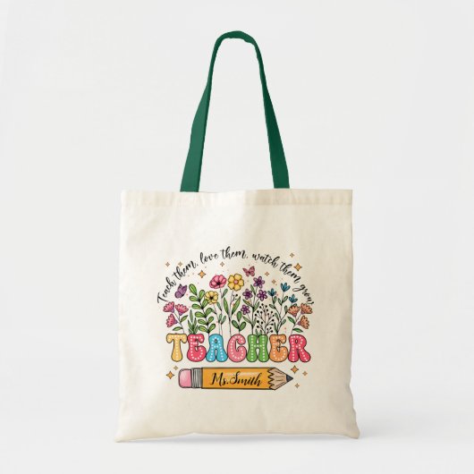Leraar Wildflowers Quote Tote Bag (Voorkant)