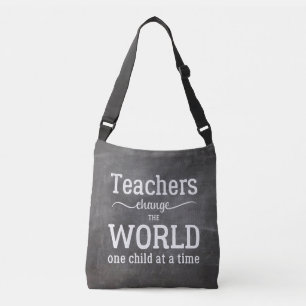 Leraar wit script inspirerend citaat schoolbord crossbody tas