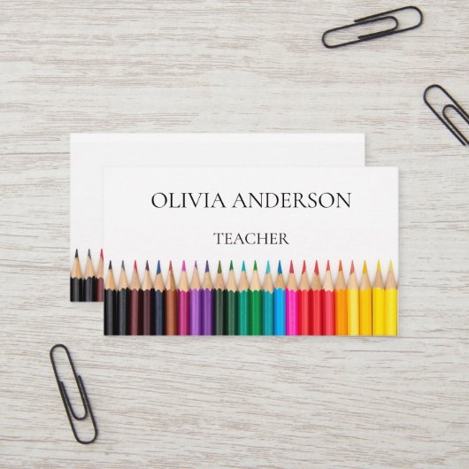 leraar | Witte Visitekaartjes met Tutor (Voorkant / Achterkant in situ)