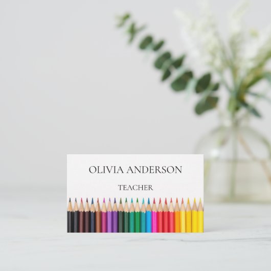 leraar | Witte Visitekaartjes met Tutor (Staand voorkant)