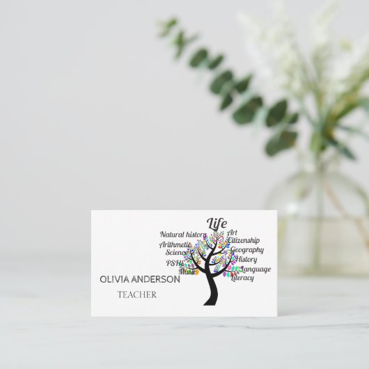 leraar | Witte Visitekaartjes met Tutor (Staand voorkant)