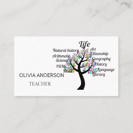 leraar | Witte Visitekaartjes met Tutor (Voorkant)