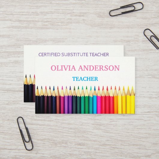 leraar | Witte Visitekaartjes met Tutor (Voorkant / Achterkant in situ)