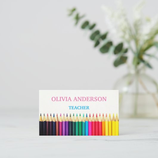 leraar | Witte Visitekaartjes met Tutor (Staand voorkant)