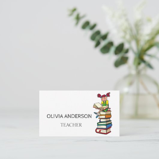 leraar | Witte Visitekaartjes met Tutor (Staand voorkant)