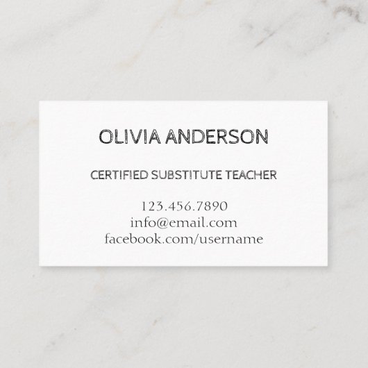 leraar | Witte Visitekaartjes met Tutor (Achterkant)