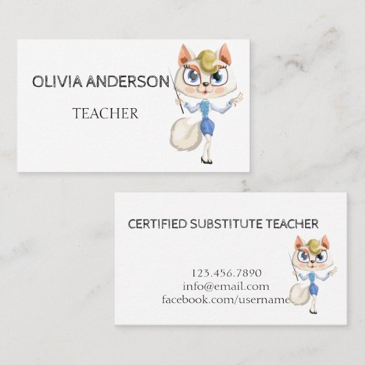 leraar | Witte Visitekaartjes met Tutor (Voorkant / Achterkant)