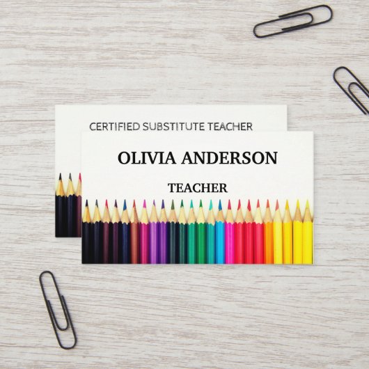 leraar | Witte Visitekaartjes met Tutor (Voorkant / Achterkant in situ)