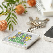 Leraar Word Puzzle Game Leading Monkeys Square Sleutelhanger (Zijkant)