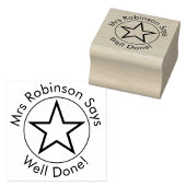 Leraar zegt goed gedaan rubberstempel