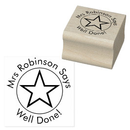 Leraar zegt goed gedaan rubberstempel