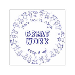 Leraar zegt goed werk blijf het doen gepersonalise  zelfinktende stempel