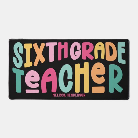 Leraar Zesde Klas Kleurrijke  Typografie Bureaumat (Voorkant)