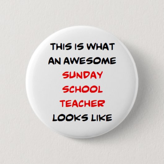 leraar zondag , geweldige ronde button 5,7 cm (Voorkant)