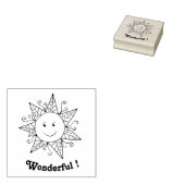 Leraar zonnig lachend gezicht houten kunststempel rubberstempel (Gestempeld)