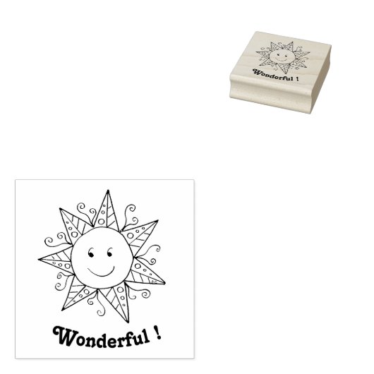 Leraar zonnig lachend gezicht houten kunststempel rubberstempel (Gestempeld)