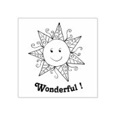 Leraar zonnig lachend gezicht houten kunststempel rubberstempel (Afrduk)