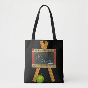 leraar zwart kalkbord met inspirerend offerte tote bag