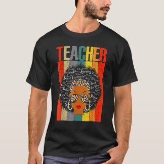 Leraar Zwarte Geschiedenis Maand Leopard Messy Bun T-shirt