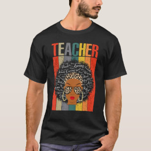 Leraar Zwarte Geschiedenis Maand Leopard Messy Bun T-shirt