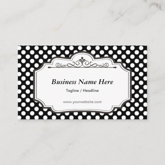 Leraar - Zwarte Polka Dots Visitekaartje (Achterkant)