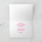 Leraar's Aide Bedankt, Hot Pink Bedankkaart (Binnen)