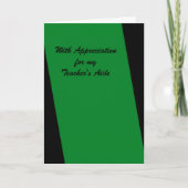 Leraar's Aide Hartelijk dank, Groen en Zwart, Eenv Bedankkaart (Voorkant)