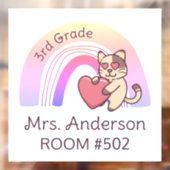 Leraar's Classroom Rainbow Cat Window Cling Decal (Vel 2)