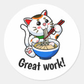 Leraar's "Great Work" Lucky Cat Sticker (Voorkant)