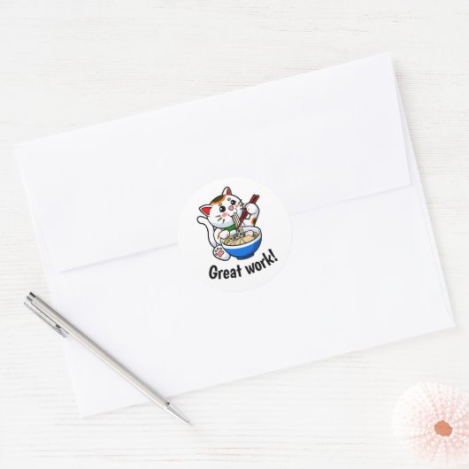 Leraar's "Great Work" Lucky Cat Sticker (Envelop)