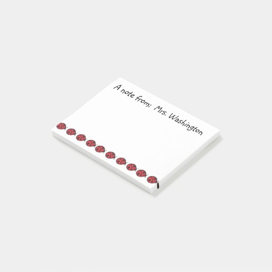 Leraar's School Red Ladybug Post Het Noteert Gift Post-it® Notes (Schuin)