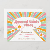 Leraar's Welkom bij Second Grade 70s Retro Briefkaart (Voorkant / Achterkant)