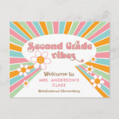 Leraar's Welkom bij Second Grade 70s Retro Briefkaart (Voorkant)