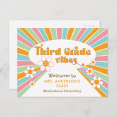 Leraar's Welkom bij Third Grade 70s Retro Briefkaart (Voorkant / Achterkant)
