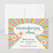 Leraar's Welkom op de kleuterschool 70s Retro Briefkaart (Voorkant / Achterkant)