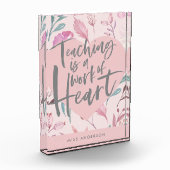 Leraarscadeau chique girly floral waterverf hart fotoblokken (Links)