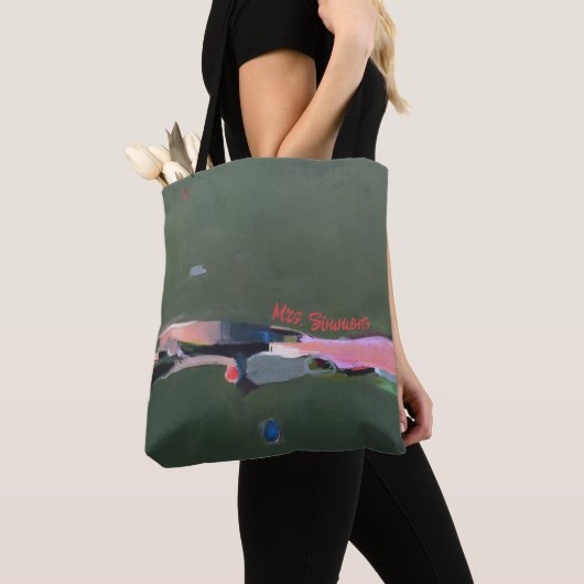 Leraarscadeau Gepersonaliseerde Abstracte Kunstsch Tote Bag (Dichtbij)