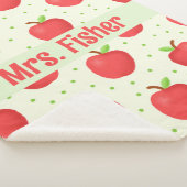 Leraarscadeau gepersonaliseerde waterverf appelpat sherpa deken (3/4)