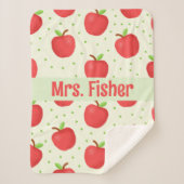Leraarscadeau gepersonaliseerde waterverf appelpat sherpa deken (Voorkant)