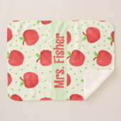 Leraarscadeau gepersonaliseerde waterverf appelpat sherpa deken (Voorkant (horizontaal))