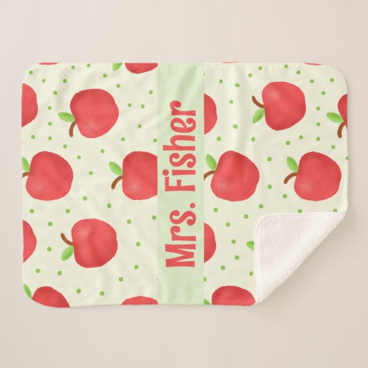 Leraarscadeau gepersonaliseerde waterverf appelpat sherpa deken (Voorkant (horizontaal))