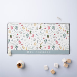 leraarscadeau | Waterverf Patroon Gepersonaliseerd Bureaumat